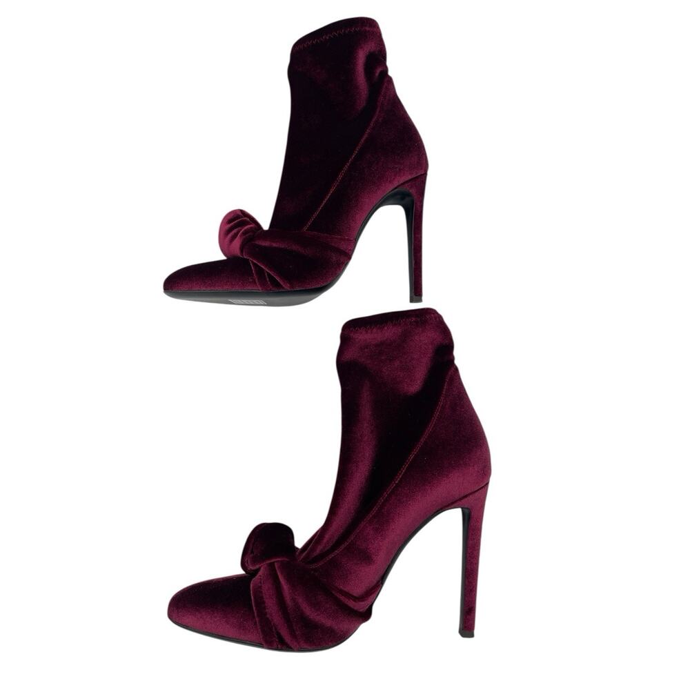 Giuseppe Zanotti Soft Velvet Bow Sock Ankle Boots Size 37 US 7 - Picture 6 of 11